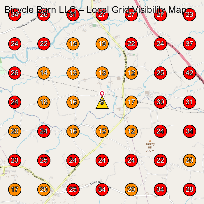 Bicycle Barn LLC GeoGrid visibility map for Paving Contractor in None
